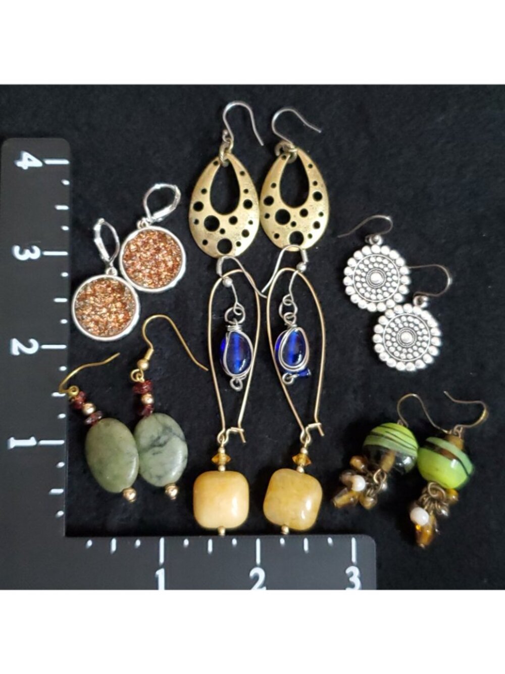 Dangle Earring Lot Of 7 Pair Pierced Glass Stone Metal Joan Rivers Sm Med - Picture 8 of 8